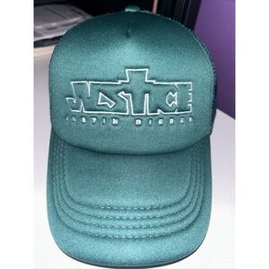 Justin Bieber Trucker Hat Cap Justice Tour Emerald Green Brand New Free Shipping